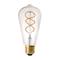 Ampoule LED filament filament spirale torsadé E27 500lm 8W blanc chaud transparente