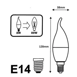 Ampoule LED Flamme E14 8W 220V - Blanc Chaud 2300k - 3500k - SILUMEN