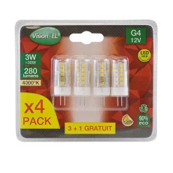 Ampoule LED G4 3W 4000K Blanc Neutre Blister x4 280lm Miidex