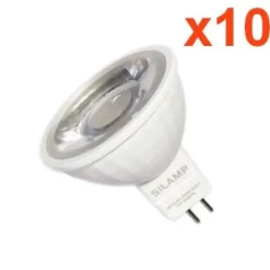 Ampoule LED GU5.3 / MR16 12V 8W SMD 80 degrés (Pack de 10) - Blanc Neutre 4000K - 5500K - SILAMP