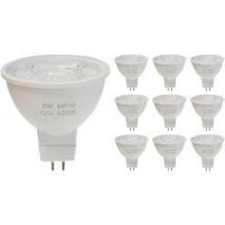 Ampoule LED GU5.3 / MR16 12V 8W SMD 80 degrés (Pack de 10) - Blanc Chaud 2300K - 3500K - SILAMP