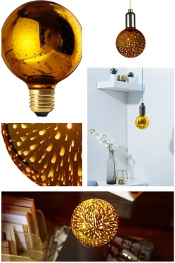 Ampoule LED linéaire Globe E27 20lm 4W blanc chaud ⌀9,5cm jaune