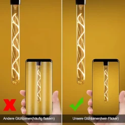 Ampoule LED NETTLIFE E27 style vintage tubulaire 300 mm dorée pour maison et café