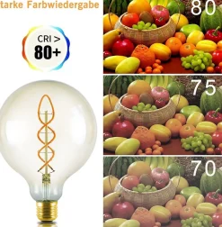 Ampoule LED NETTLIFE Lampe LED E27 Ampoule : G125 Ampoule Edison Vintage 4W