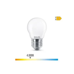 Ampoule Led Sphérique E27 6.5w 806lm 4000k Lumière Du Jour 4.5x7.8cm Philips