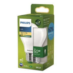 Ampoule LED Ultra efficient A60 E27 840lm 4W=60W blanc chaud Philips