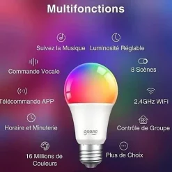 Ampoule LED WIFI B22 8W RGBW Dimmable - Commande vocale - Multicolore - Silumen