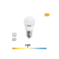 Ampoule sphérique LED E27 8,5W 940 lm 4000K lumière du jour EDM - EDM 98726