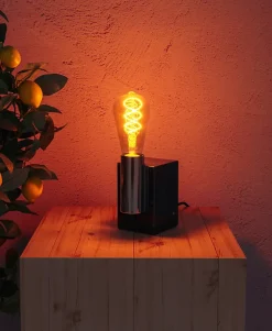 Ampoules LED 'DILLY' lot de 3 douilles E27, 4 Watt, D: 6,4cm, en métal et verre, ambre