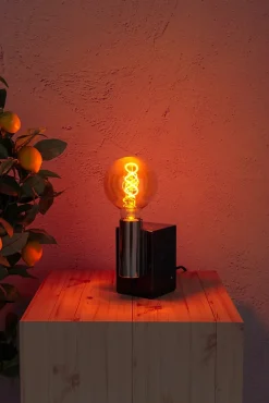 Ampoules LED 'DILLY' set de 3 avec douille E27, 4 Watt D: 9,5cm, en métal et verre, ambre