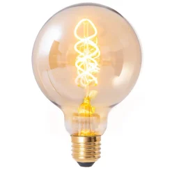 Ampoules LED 'DILLY' set de 3 avec douille E27, 4 Watt D: 9,5cm, en métal et verre, ambre