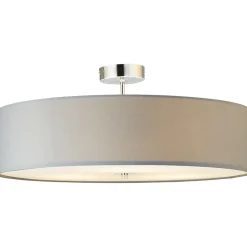 ANDRIA Plafonnier 3L chrome/gris clair E27 60W métal/textile ampoule non incluse
