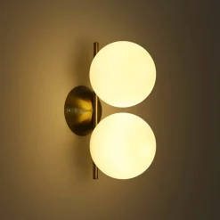 Aplique mural ANA Double Boule en Cristal 150mm en Métal Doré - Design Élégant avec Douille E27 x2 pour Intérieur