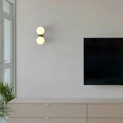 Aplique mural ANA Double Boule en Cristal 150mm en Métal Doré - Design Élégant avec Douille E27 x2 pour Intérieur