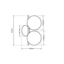 Aplique mural ANA Double Boule en Cristal 150mm en Métal Doré - Design Élégant avec Douille E27 x2 pour Intérieur