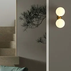 Aplique mural Double Boule Grande en Cristal ANA 220mm en Métal Doré - Douille E272 pour Intérieur Design Élégant et Mi