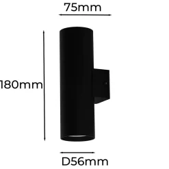 Aplique mural Double éclairage vers le haut et vers le bas aluminium noir 2 douilles GU10 ampoules non incluses.