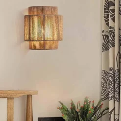 Aplique Murale Moderne en Corde de Jute DALIA E27 Lampes Tissées à la Main pour Chambre et Salon