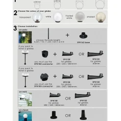 Applique avec sphère pour extérieur en PMMA, 200mm, Culot E27, ambré