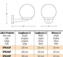 Applique avec sphère pour extérieur en PMMA, 200mm, Culot E27, transparent