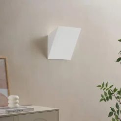 Applique blanche carré incliné en gypse - Norys