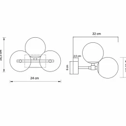 Applique charmante dorée trois sphères en verre blanc - Ambrosia