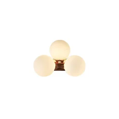 Applique charmante dorée trois sphères en verre blanc - Ambrosia