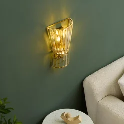 Applique chic cristal transparent et métal doré - Giova