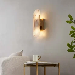 Applique chic métal doré et albâtre blanc - Enola