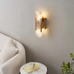 Applique chic métal doré et albâtre blanc - Enola