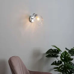 Applique chromée verre transparent texturé - Cassia