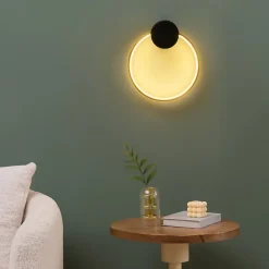 Applique circulaire noire et laiton 30 cm - Alisa