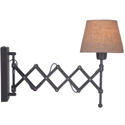 Applique ciseaux ADRIENNE extensible 49 cm metal textile brun naturel douille E27 pour pieces a vivre