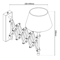 Applique ciseaux ADRIENNE extensible 49 cm metal textile brun naturel douille E27 pour pieces a vivre