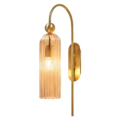 Applique cloche dorée verre ambré texturé - Leonora