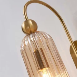 Applique cloche dorée verre ambré texturé - Leonora