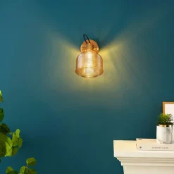 Applique cloche verre ambré texturé - Vela