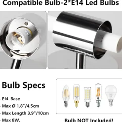 Applique de salle de bain design moderne 30 cm, structure métallique chromée avec diffuseurs en verre opalin, 2xE14, IP44