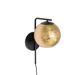 Applique design noir avec verre doré - Bert
