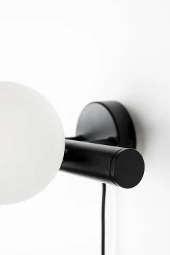 Applique design noir mat 3 boules de verre - Boite à design