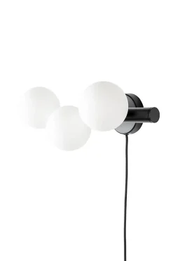 Applique design noir mat 3 boules de verre - Boite à design