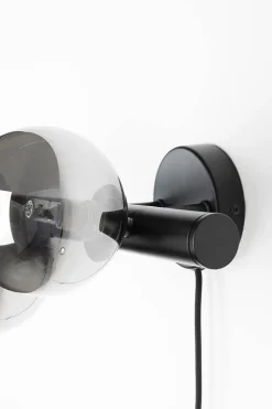 Applique design noir mat 3 boules de verre - Boite à design