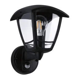 Applique d'extérieur Classic Curved Détecteur de mouvement crépusculaire (IR) IP44 carré 164x230mm max. 12W 230V Noir Matière plas