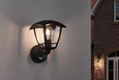 Applique d'extérieur Classic Curved Détecteur de mouvement crépusculaire (IR) IP44 carré 164x230mm max. 12W 230V Noir Matière plas