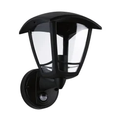 Applique d'extérieur Classic Curved Détecteur de mouvement crépusculaire (IR) IP44 carré 164x230mm max. 12W 230V Noir Matière plas