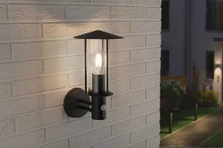 Applique d'extérieur Classic Détecteur de mouvement crépusculaire (IR) IP44 173mm max. 15W 230V Gris foncé Métal Verre