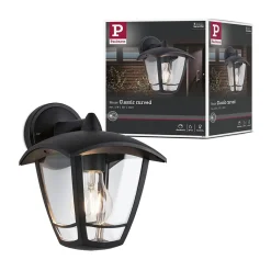 Applique d'extérieur Classic Curved IP44 164x225mm max. 12W 230V Clair Noir Matière plastique