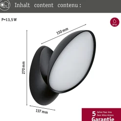 Applique d'extérieur LED Batona IP44 137x270mm 3000K 12W 1000lm 230V Anthracite Aluminium