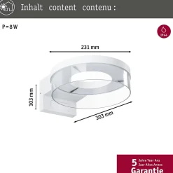 Applique d'extérieur LED Capera Détecteur de mouvement crépusculaire (IR) IP44 231mm 3000K 8W / 1,2W 700lm / 0lm 230V Blanc Alumin