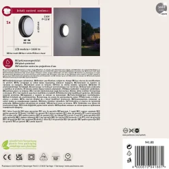 Applique d'extérieur LED IP44 180mm 3000K 15W 1050lm 230V Gris Matière plastique